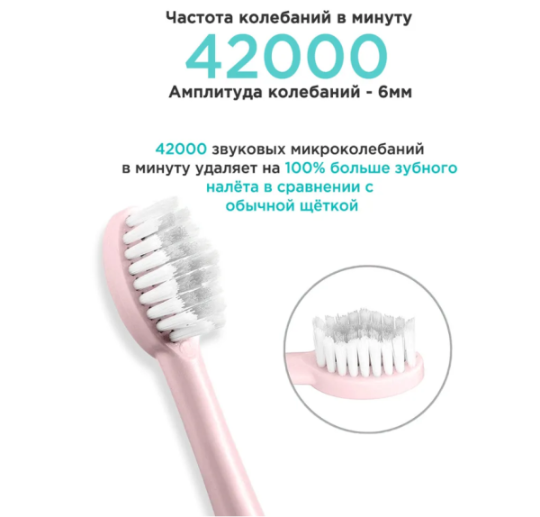 Электрическая зубная щетка Sonic toothbrush x-3 / Щетка с 4 насадками, цвет Розовый